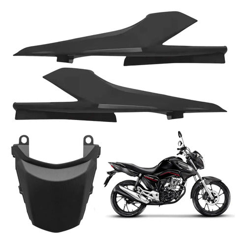 Kit Rabeta Lateral Completa Paramotos Honda Cg 160 Titan 2016 a 2024 Preto Fosco