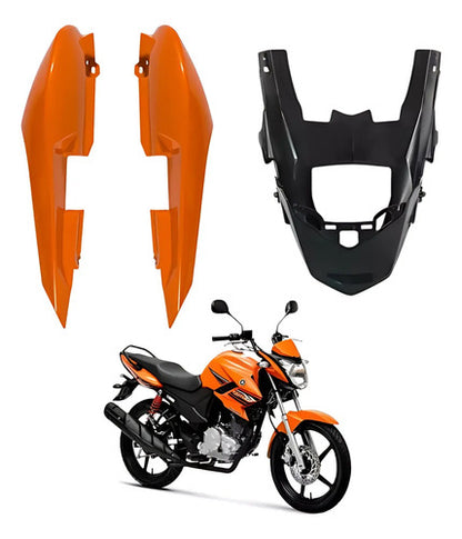 Rabeta Lateral Completa Paramotos Yamaha Fazer 150 2014 a 2015 Laranja Metálico