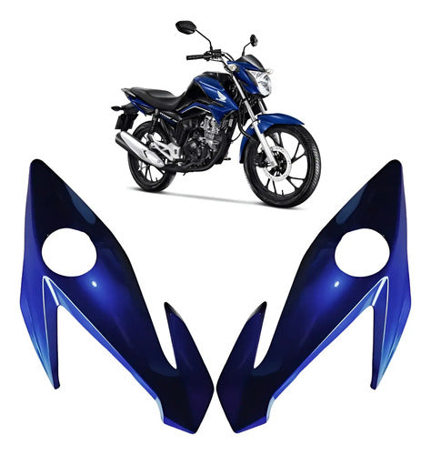 Bananinha Par de Carenagens Laterais do Farol Paramotos Honda Cg 160 Titan 2022 a 2024 Azul