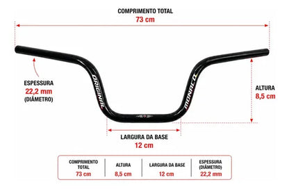 Guidão Monaco Yamaha Mt-03 2016 a 2026 Preto Brilhante