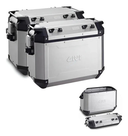 Par de Baús Laterais de Alumínio Givi Trekker Outback 37 Litros Prata