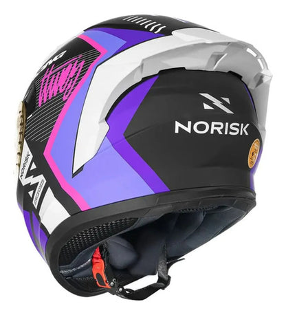 Capacete Norisk Flow Vizion com Spoiler Roxo Rosa Preto Brilhante Tamanho 60/L