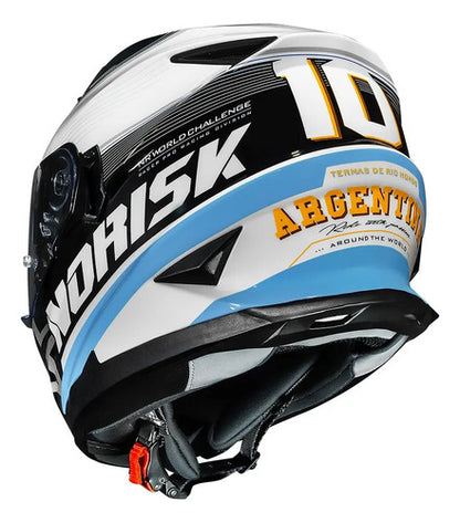 Capacete Norisk FF302 Soul II Grand Prix Argentina com Óculos Solar Interno Azul Branco