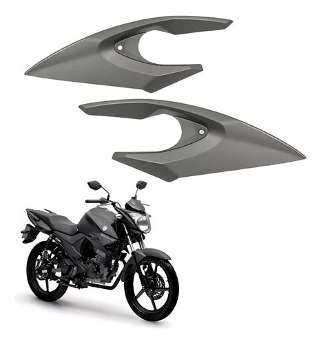 Bananinha Par de Carenagens Laterais do Farol Paramotos Yamaha Fazer 150 2016 a 2017 Cinza Fosco