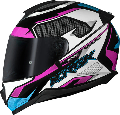Capacete Norisk Razor Speedmax Preto Rosa Branco Brilhante Tamanho 56/S