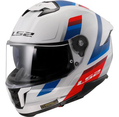 Capacete LS2 FF808 Stream II Vintage com Óculos Solar Interno Branco Azul Vermelho
