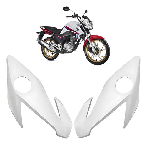 Par de Bananinhas Carenagens Laterais do Farol Paramotos Honda Cg 160 Titan 2016 a 2021 Branco