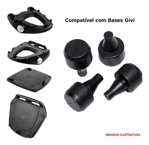 Jogo de Coxins de Borracha Gominis para Base de Baú Givi Z126R Monolock Monokey 4 Peças