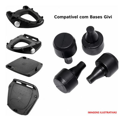 Jogo de Coxins de Borracha Gominis para Base de Baú Givi Z126R Monolock Monokey 4 Peças