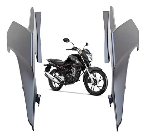 Par de Rabetas Laterais Paramotos Honda Cg 160 Titan 2022 a 2024 Cinza Una