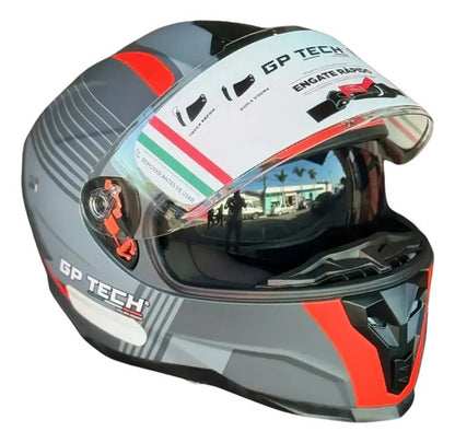 Capacete GP Tech Ultra SV Air com Óculos Solar Interno Cinza Vermelho Fosco Tamanho 60