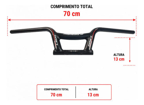 Guidão Drift Baixo Monaco Universal Preto Brilhante