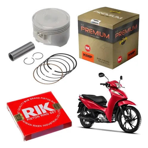 Kit Pistão com Anéis KMP Premium Honda Biz 125 2016 a 2024 1,00 mm