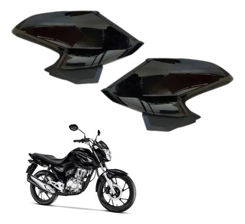 Par de Aletas Abas do Tanque Paramotos Honda Cg 160 Fan 2022 a 2024 Preto Brilhante