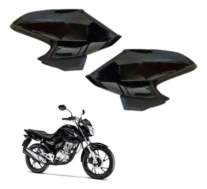 Par de Aletas Abas do Tanque Paramotos Honda Cg 160 Fan 2022 a 2024 Preto Brilhante