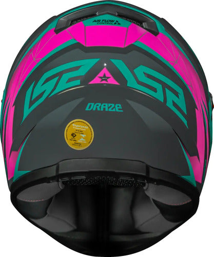 Capacete LS2 FF358 Draze Cinza Rosa Verde Brilhante