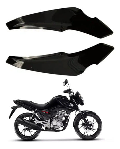 Par de Carenagens Laterais do Farol Paramotos Honda Cg 160 Fan 2025 em diante Preto Brilhante