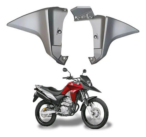 Par de Aletas Abas do Tanque Inferiores Paramotos Honda Xre 300 2013 a 2015 Prata Fosco
