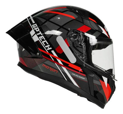 Capacete GP Tech Sense Motion Preto Cinza Vermelho Brilhante