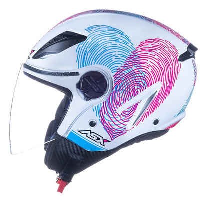 Capacete Aberto ASX City Air Passion Branco Rosa Azul Brilhante