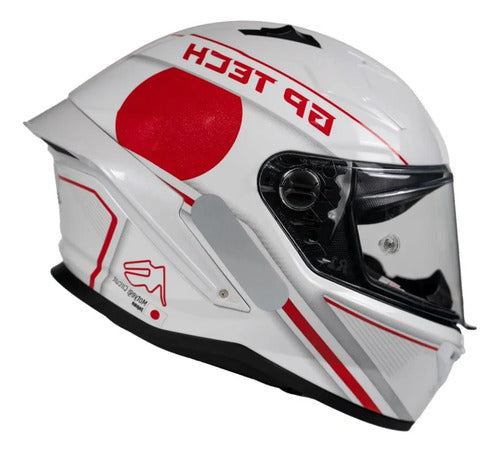 Capacete GP Tech Pilot Grand Prix Japão Branco Vermelho Brilhante
