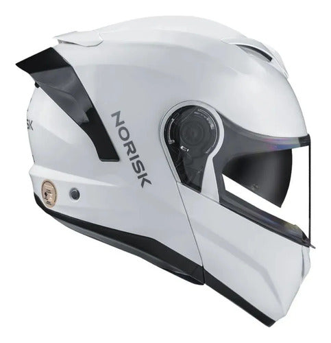Capacete Escamoteável Norisk Force II Solid com Óculos Solar Interno Branco Brilhante Tamanho 58/M