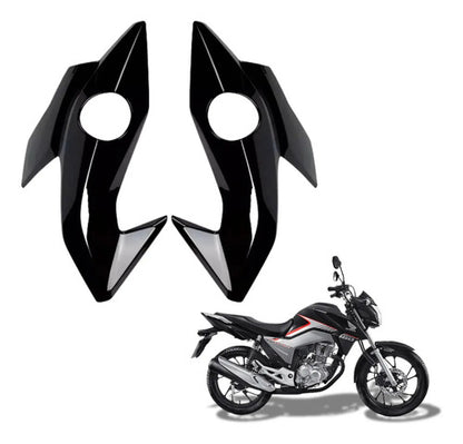 Par de Carenagens Laterais do Farol Paramotos Honda Cg 160 Titan 2016 a 2019 Preto Brilhante
