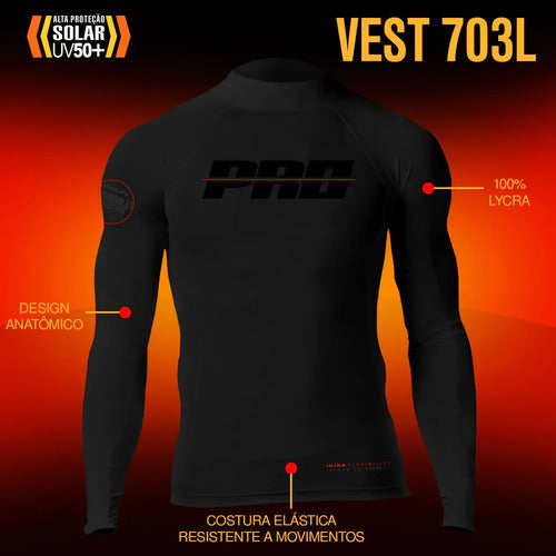 Camisa Blusa Lycra Prolife Proteção Uv Elastano Preta Longa Preto