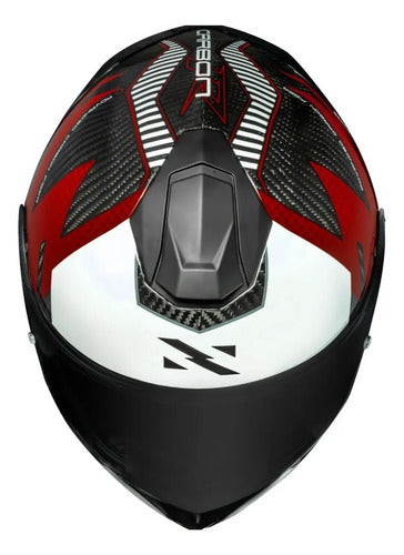 Capacete Norisk Carbon R Team com 2 Viseiras e Spoiler Vermelho Branco Brilhante Tamanho 62/XL