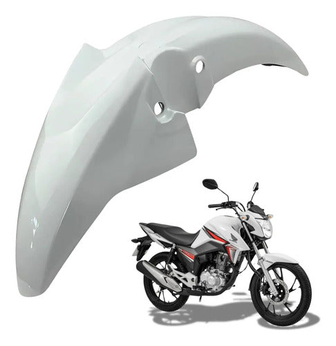 Paralama Dianteiro sem Suporte Paramotos Honda Cg 160 Titan 2016 a 2022 Branco Ross