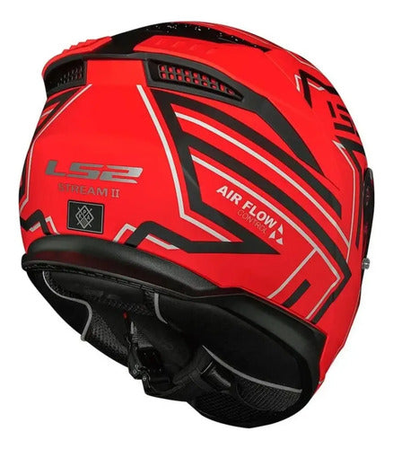 Capacete LS2 FF808 Stream II Maze com Óculos Solar Interno Laranja Preto Fosco