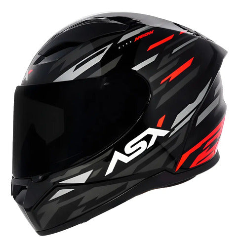Capacete ASX City Arrow Preto Grafite Vermelho Brilhante