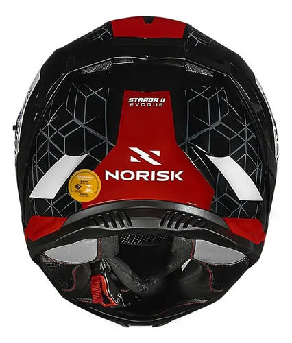 Capacete Norisk Strada II Evoque com Óculos Solar Preto Branco Vermelho Brilhante