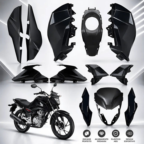 Kit Carenagem Completo Paramotos Honda Cg 160 Fan 2025 em diante Preto Perolizado