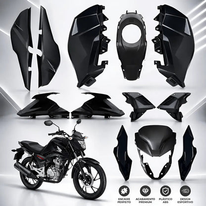 Kit Carenagem Completo Paramotos Honda Cg 160 Fan 2025 em diante Preto Perolizado