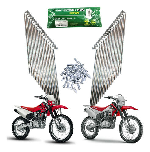 Jogo de Raios Traseiro Smartfox Honda Crf 230f 2007 em diante 3,5 mm Cromado