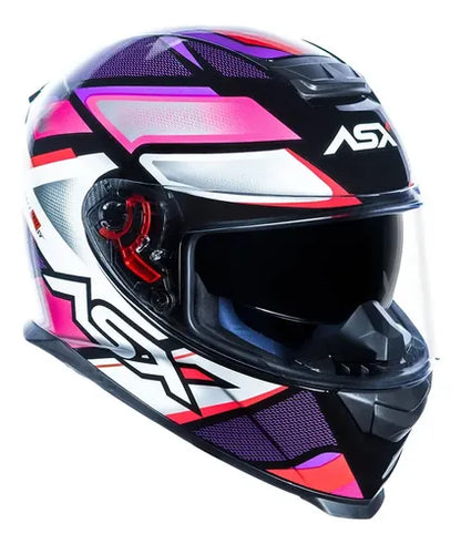 Capacete ASX Eagle SV Fast com Óculos Solar Interno Preto Lilás Rosa Brilhante