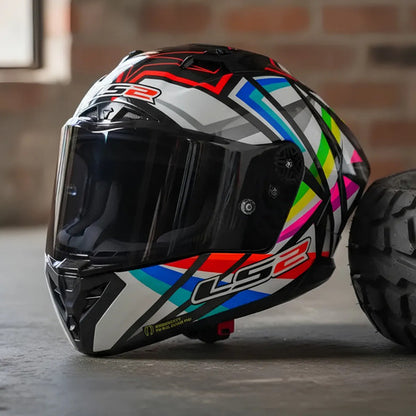 Capacete LS2 FF805 Thunder C GP Flash Black com Spoiler Preto Cinza Azul