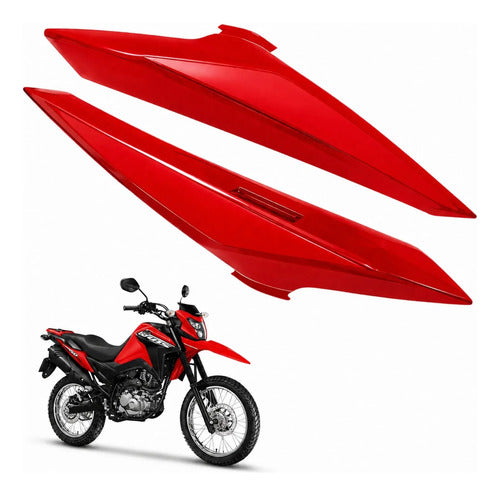 Par de Tampas Laterais Traseiras Paramotos Honda Bros 160 2025 em diante Vermelho