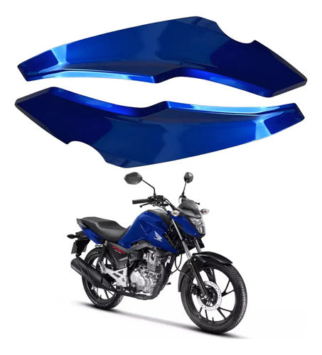 Par de Carenagens Laterais do Farol Paramotos Honda Cg 160 Titan Fan Start 2025 em diante Azul