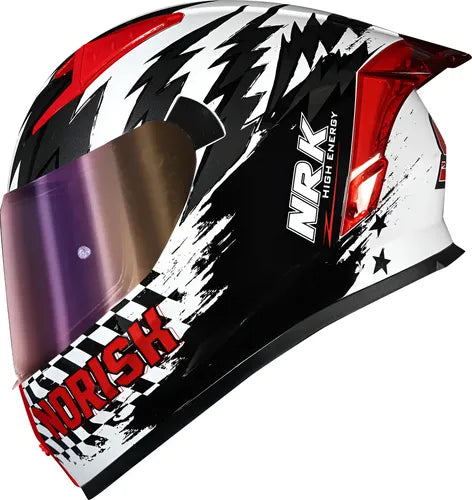 Capacete Norisk Flow Daytona com 2 Viseiras e Spoiler Branco Vermelho