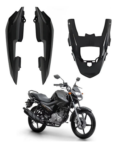 Rabeta Lateral Completa Paramotos Yamaha Factor 150 2016 a 2024 Preto Metálico