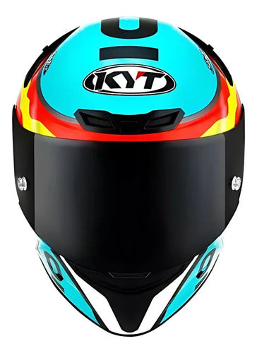 Capacete KYT TT-Course Jaume Masia Leopard Espanha Azul Brilhante