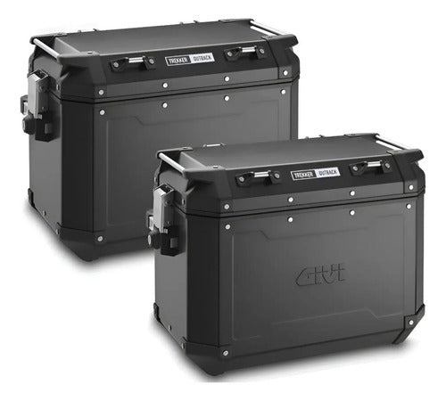 Par de Baús Laterais de Alumínio Givi Trekker Outback 37 Litros Preto