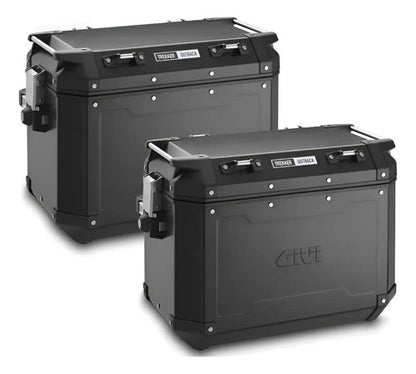 Par de Baús Laterais de Alumínio Givi Trekker Outback 37 Litros Preto