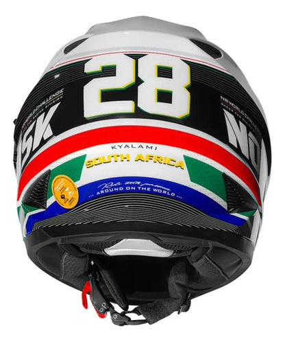 Capacete Norisk FF302 Soul II Grand Prix África do Sul com Óculos Solar Interno Branco
