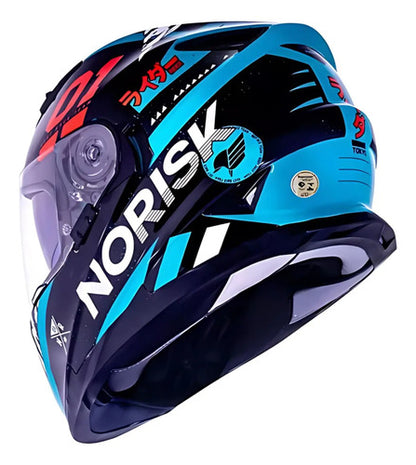 Capacete Norisk FF302 Soul Tokyo com Óculos Solar Interno Preto Verde Brilhante