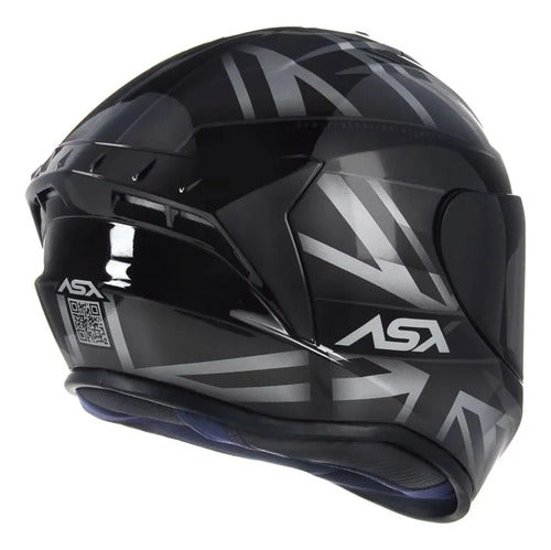 Capacete ASX Draken UK Preto Cinza Fosco