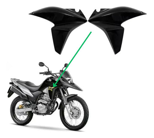 Par de Aletas Abas do Tanque Paramotos Honda Xre 300 2013 a 2015 Preto Basalto Brilhante