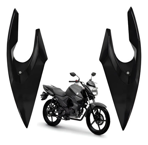 Bananinha Par de Carenagens Laterais do Farol Paramotos Yamaha Fazer 150 2014 a 2025 Preto Metálico